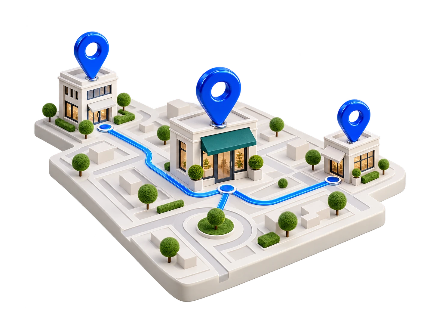 Local businesses connected across an illustrated map